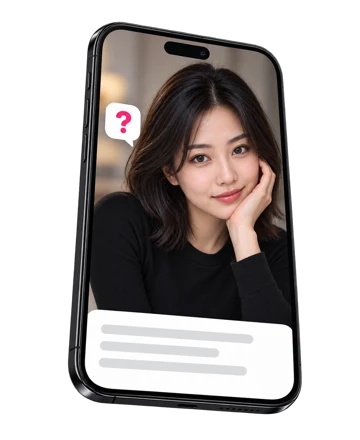 Illustrative question-and-answer social post for an AI companion product